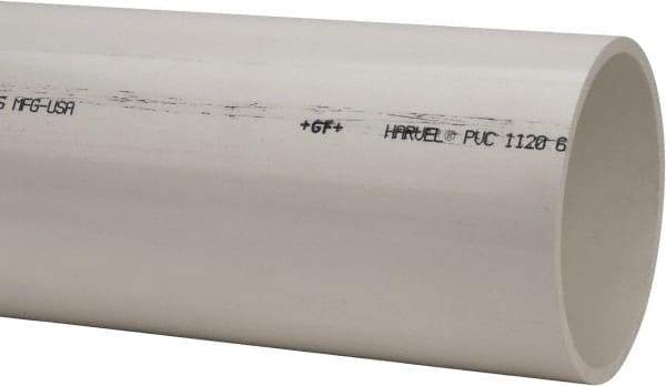 Made in USA - 6" Pipe, 5' Long PVC Unthreaded Plastic Pipe Nipple - 180 Max psi, 6.03" ID x 6-5/8" OD, Schedule 40, White - Exact Industrial Supply