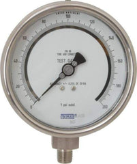 Wika - 4" Dial, 1/4 Thread, 0-200 Scale Range, Pressure Gauge - Lower Connection Mount, Accurate to 0.25% of Scale - Exact Industrial Supply