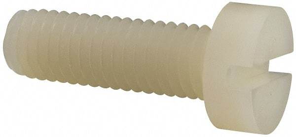 Made in USA - M8x1.25 Metric Coarse, 25mm Length Under Head Slotted Drive Machine Screw - Cheese Head, Grade 6/6 Nylon, Uncoated, Without Washer - Exact Industrial Supply