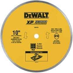 DeWALT - 10" Diam, 5/8" Arbor Hole Diam, Wet & Dry Cut Saw Blade - Diamond-Tipped, Standard Round Arbor - Exact Industrial Supply