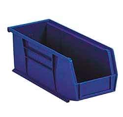 Akro-Mils - 60 Lb. Load Capacity, 10-7/8" Deep, Blue Polymer Hopper Stacking Bin - 5" High x 16-1/2" Wide x 10-7/8" Long - Exact Industrial Supply