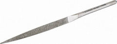 Strauss - 8-1/2" OAL Fine Three Square Needle Diamond File - 3/8" Wide x 3/8" Thick, 4-3/8 LOC, 91 Grit - Exact Industrial Supply