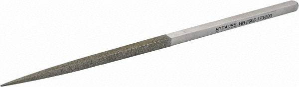 Strauss - 8-1/2" OAL Fine Square Needle Diamond File - 1/4" Wide x 1/4" Thick, 4-3/8 LOC, 91 Grit - Exact Industrial Supply