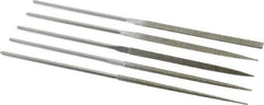 Strauss - 5 Piece Diamond Pattern File Set - 5-1/2" Long, Coarse Coarseness, Round Handle, Set Includes Equalling, Half Round, Round, Square, Three Square - Exact Industrial Supply