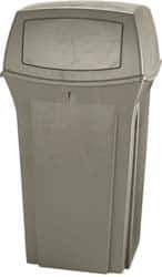 Rubbermaid - 35 Gal Beige Square Trash Can - Polyethylene, 41" High x 21-1/2" Long x 21-1/2" Wide - Exact Industrial Supply