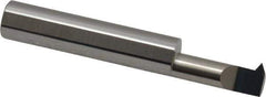 Accupro - 3/4" Cutting Depth, 10 to 32 TPI, 0.32" Diam, Internal Thread, Solid Carbide, Single Point Threading Tool - Bright Finish, 2-1/2" OAL, 3/8" Shank Diam, 0.075" Projection from Edge, 60° Profile Angle - Exact Industrial Supply