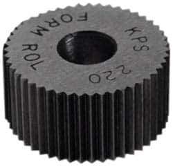 Made in USA - 1-1/4" Diam, 90° Tooth Angle, 14 TPI, Standard (Shape), Form Type High Speed Steel Straight Knurl Wheel - 1/2" Face Width, 1/2" Hole, Circular Pitch, Bright Finish, Series PH - Exact Industrial Supply