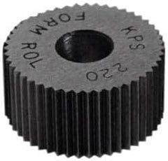 Made in USA - 3/4" Diam, 80° Tooth Angle, Standard (Shape), Form Type High Speed Steel Straight Knurl Wheel - 1/2" Face Width, 1/4" Hole, 160 Diametral Pitch, Bright Finish, Series KR - Exact Industrial Supply