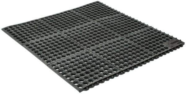 Wearwell - 3' Long x 3' Wide x 5/8" Thick, Anti-Fatigue Modular Matting Tiles - Black, For Dry & Wet Areas, Series 576 - Exact Industrial Supply