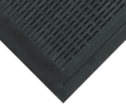 Wearwell - 5 Ft. Long x 3 Ft. Wide, Natural Rubber Surface, Raised Bars and Scrapers (Reversible) Entrance Matting - 5/16 Inch Thick, Outdoor, SBR Rubber, Black, 4 Edged Side, Series 224 - Exact Industrial Supply