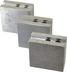 H & R Manufacturing - 8" Chuck Capacity, 1.5mm x 60° Serrated Attachment, Square Soft Lathe Chuck Jaw - 3 Jaws, Aluminum, 1" Btw Mount Hole Ctrs, 3-1/2" Long x 1-1/2" Wide x 3-1/2" High, 0.551" Groove, 12mm Fastener - Exact Industrial Supply