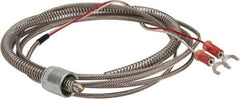 Thermo Electric - 32 to 900°F, J Universal Temp, Thermocouple Probe - 6 Ft. Cable Length, Stripped Ends with Spade Lugs, 1/4 Inch Probe Sheath Length, 1 Sec Response Time - Exact Industrial Supply