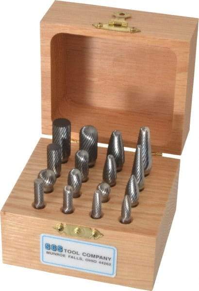 SGS Pro - 16 Piece, 1/4" Shank Burr Set - Tungsten Carbide, Multiple Head Shape - Exact Industrial Supply