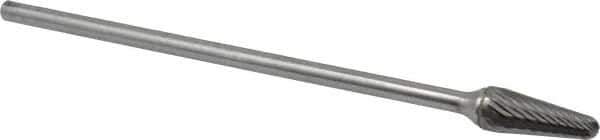 SGS Pro - 1/2" Cut Diam, 1/4" Shank Diam, Taper Head Single Cut Burr - Carbide, Radius End, 1-1/8" LOC - Exact Industrial Supply