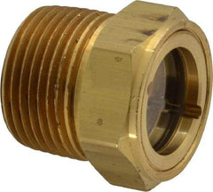 Trico - 1" Sight Diam, 3/4" Thread, 1-1/8" OAL, Viewport Sight Glass & Flow Sight - 1-1/8" Hex Head, With Baffle - Exact Industrial Supply