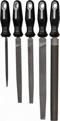 Nicholson - 5 Piece American Pattern File Set - 6", 8", 10" Long, Bastard Coarseness, Set Includes Flat, Half Round, Mill, Slim Taper - Exact Industrial Supply