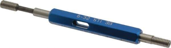 Made in USA - 6-32 Thread, High Speed Tool Steel, STI, Class 3B, Plug Thread Insert Go/No Go Gage - Double Ended with Handle - Exact Industrial Supply