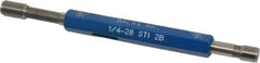 Made in USA - 1/4-28 Thread, High Speed Tool Steel, Class 2B, Plug Thread Insert Go/No Go Gage - Double Ended with Handle, Handle Size 1 - Exact Industrial Supply