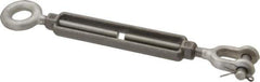 Made in USA - 2,200 Lb Load Limit, 1/2" Thread Diam, 6" Take Up, Stainless Steel Jaw & Eye Turnbuckle - 7-1/2" Body Length, 3/4" Neck Length, 13" Closed Length - Exact Industrial Supply