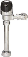 Sloan Valve Co. - 1-1/2" Spud Coupling, 3/4" Pipe, Closet Automatic Flush Valve - Handle Opening, 1.6 Gal per Flush, Plastic Cover, Powered by 4 AA Batteries - Exact Industrial Supply
