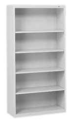 Tennsco - 5 Shelf, 66" High x 34-1/2" Wide Bookcase - 13-1/2" Deep, Steel, Putty - Exact Industrial Supply