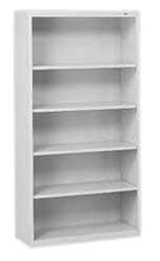 Tennsco - 5 Shelf, 66" High x 34-1/2" Wide Bookcase - 13-1/2" Deep, Steel, Putty - Exact Industrial Supply