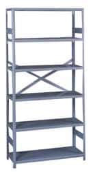 Tennsco - 6 Shelf Commercial Grade Open Steel Shelving - 300 Lb Capacity, 36" Wide x 75" High x 18" Deep, Medium Gray - Exact Industrial Supply