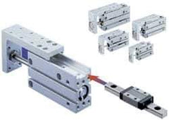 SMC PNEUMATICS - 20mm Bore x 20mm Stroke Compact Slide Cylinder - 101.5 Max psi, 14 to 158°F, M5x0.8 Port, 88mm Long x 32mm Wide x 64.5mm High - Exact Industrial Supply