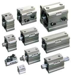 SMC PNEUMATICS - 1-15/16" Stroke x 4" Bore Double Acting Air Cylinder - 3/8 Port, 3/4-16 Rod Thread, 145 Max psi, 15 to 160°F - Exact Industrial Supply