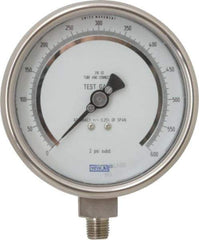 Wika - 4" Dial, 1/4 Thread, 0-600 Scale Range, Pressure Gauge - Lower Connection Mount, Accurate to 0.25% of Scale - Exact Industrial Supply