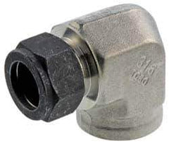 Parker - 5/8" OD, Stainless Steel Female Elbow - 7/8" Hex, Comp x FNPT Ends - Exact Industrial Supply
