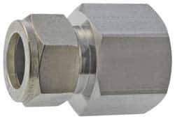Parker - 1/2" OD, Stainless Steel Female Connector - -425 to 1,200°F, 1-1/4" Hex, Comp x FNPT Ends - Exact Industrial Supply