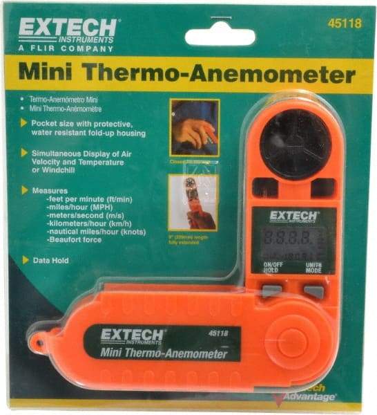 Extech - 0.5 to 28 m/Sec Air Anemometer - 122°F Max - Exact Industrial Supply