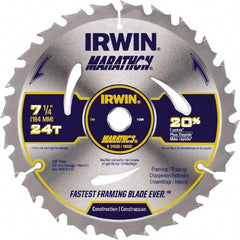 Irwin - 6-1/2" Diam, 5/8" Arbor Hole Diam, 18 Tooth Wet & Dry Cut Saw Blade - Carbide-Tipped, Framing & Ripping Action, Standard Round Arbor - Exact Industrial Supply