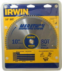 Irwin - 10" Diam, 5/8" Arbor Hole Diam, 80 Tooth Wet & Dry Cut Saw Blade - Carbide-Tipped, Finishing & Trimming Action, Standard Round Arbor - Exact Industrial Supply