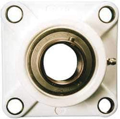 Value Collection - 1-1/4" ID, 1-19/32" OAL x 4-1/4" OAH 4-Bolt Flange Mounted Bearing - 2,540 Lb Static Cap, 4,383 Lb Dyn Cap, 3.265" Btw Mnt Hole Ctrs, SS Thermoplastic - Exact Industrial Supply