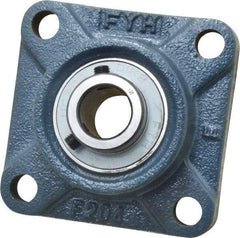 Value Collection - 3/4" ID, 3-3/8" OAW x 3-3/8" OAL x 3-3/8" OAH 4-Bolt High Temperature Flange Bearing - 1,650 Lb Static Cap, 2,830 Lb Dyn Cap, 2-1/2" Btw Mnt Hole Ctrs, 19/32" Base-to-Ctr Ht, Cast Iron - Exact Industrial Supply