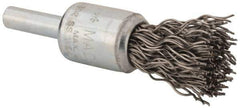 Anderson - 1/2" Brush Diam, Crimped, End Brush - 1/4" Diam Shank, 25,000 Max RPM - Exact Industrial Supply