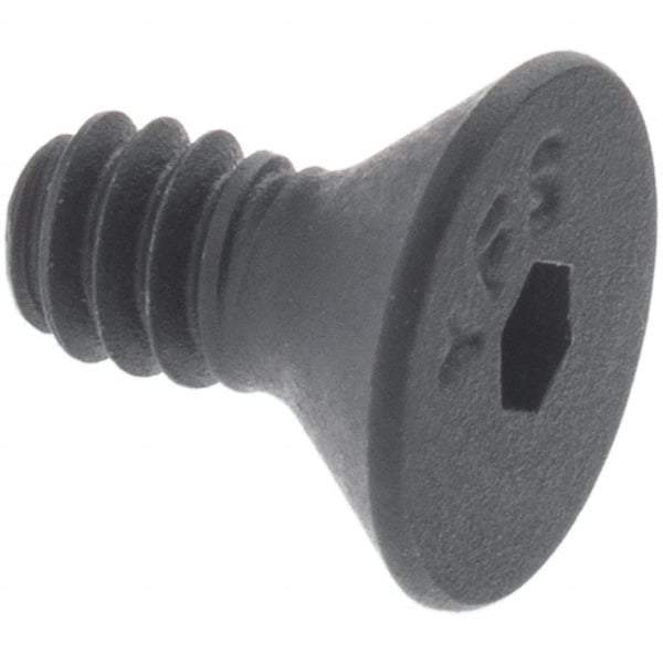 Value Collection - #1-72 UNF Hex Socket Drive, Flat Screw - Alloy Steel, Black Oxide Finish, Fully Threaded, 3/16" OAL - Exact Industrial Supply