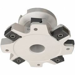 Iscar - Shell Mount B Connection, 3/8" Cutting Width, 1.07" Depth of Cut, 4" Cutter Diam, 1" Hole Diam, 10 Tooth Indexable Slotting Cutter - FDN-LN12 Toolholder, LNET Insert - Exact Industrial Supply