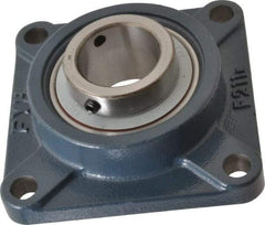 Value Collection - 2" ID, 6-3/8" OAW x 6-3/8" OAL x 6-3/8" OAH 4-Bolt High Temperature Flange Bearing - 6,470 Lb Static Cap, 9,550 Lb Dyn Cap, 5-1/8" Btw Mnt Hole Ctrs, 63/64" Base-to-Ctr Ht, Cast Iron - Exact Industrial Supply