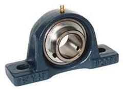 Value Collection - 2" ID, 4-7/16" OAW x 8-1/8" OAL x 4-7/16" OAH High Temperature Ball Bearing Pillow Block - 5,120 Lb Static Cap, 7,700 Lb Dyn Cap, 6-1/4" Btw Mnt Hole Ctrs, 2-1/4" Base-to-Ctr Ht, Cast Iron - Exact Industrial Supply