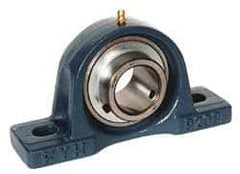 Value Collection - 2-3/16" ID, 4-29/32" OAW x 8-5/8" OAL x 4-29/32" OAH High Temperature Ball Bearing Pillow Block - 6,470 Lb Static Cap, 9,550 Lb Dyn Cap, 6.719" Btw Mnt Hole Ctrs, 2-1/2" Base-to-Ctr Ht, Cast Iron - Exact Industrial Supply