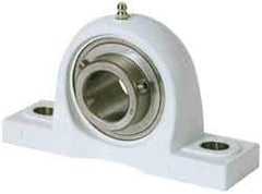 Value Collection - 1-1/8" ID, 1-1/2" OAL x 3-5/16" OAH Pillow Block - 2,540 Lb Static Cap, 4,383 Lb Dyn Cap, 4-11/16" Btw Mnt Hole Ctrs, SS Thermoplastic - Exact Industrial Supply