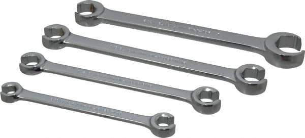 Blackhawk by Proto - 4 Piece, 3/8" x 7/16" to 3/4" x 1", Flare Nut Wrench Set - Inch Measurement Standard, Full Polish Finish, Comes in Vinyl Roll - Exact Industrial Supply