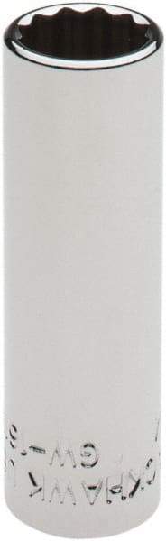 Blackhawk by Proto - 1/4" Drive, Deep Hand Socket - 12 Points, 1-15/16" OAL, Chrome Finish - Exact Industrial Supply