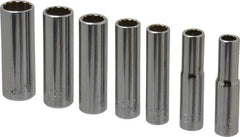 Blackhawk by Proto - 7 Piece 1/4" Drive Deep Well Socket Set - 12 Points, 1/4" to 1/2" Range, Inch Measurement Standard - Exact Industrial Supply