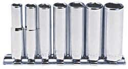 Blackhawk by Proto - 7 Piece 1/4" Drive Deep Well Socket Set - 6 Points, 1/4" to 1/2" Range, Inch Measurement Standard - Exact Industrial Supply
