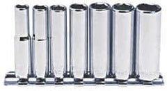 Blackhawk by Proto - 7 Piece 1/4" Drive Deep Well Socket Set - 6 Points, 1/4" to 1/2" Range, Inch Measurement Standard - Exact Industrial Supply