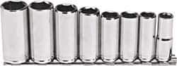 Blackhawk by Proto - 8 Piece 3/8" Drive Deep Well Socket Set - 6 Points, 10mm to 19mm Range, Metric Measurement Standard - Exact Industrial Supply